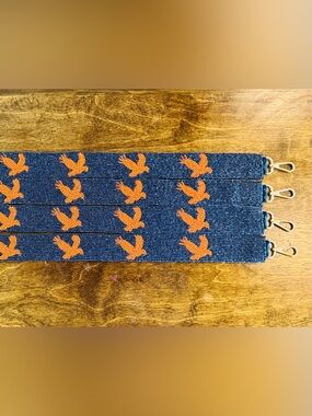 Hand Beaded Navy Auburn Game Day Strap with Gold Hardware